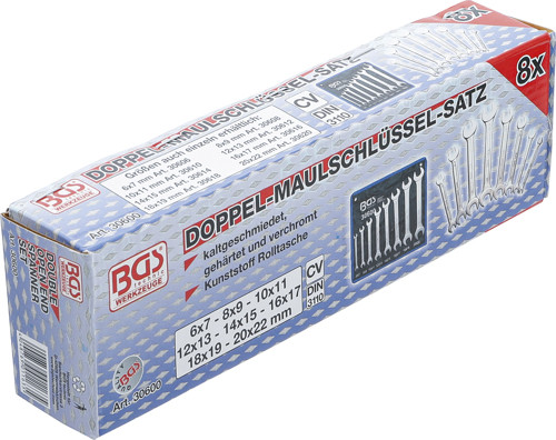 BGS Doppel-Maulschlüssel-Satz | SW 6 - 22 mm | 8-tlg.