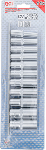BGS Steckschlüssel-Einsatz-Satz Sechskant, tief | Antrieb Innenvierkant 10 mm (3/8