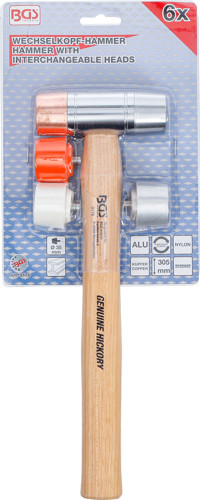 BGS Wechselkopf-Hammer | Hickory-Stiel | Ø 35 mm