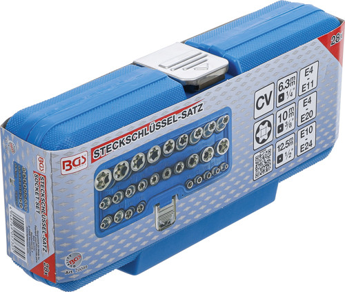 BGS Steckschlüssel-Einsatz-Satz E-Profil | Antrieb Innenvierkant 6,3 mm (1/4