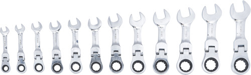 BGS Ratschenring-Maulschlüssel-Satz | extra kurz | SW 8 - 19 mm | 12-tlg.