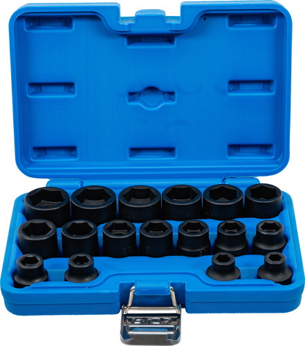 BGS Kraft-Steckschlüssel-Einsatz-Satz Sechskant, extra flach | Antrieb Innenvierkant 12,5 mm (1/2