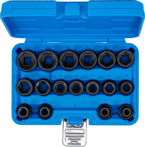 BGS Kraft-Steckschlüssel-Einsatz-Satz Sechskant, extra flach | Antrieb Innenvierkant 12,5 mm (1/2