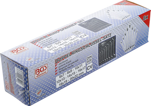BGS Doppel-Ringschlüssel-Satz | gekröpft | SW 6 x 7 - 20 x 22 mm | 8-tlg.