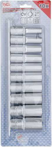 BGS Steckschlüssel-Einsatz-Satz Sechskant, tief | Antrieb Innenvierkant 12,5 mm (1/2