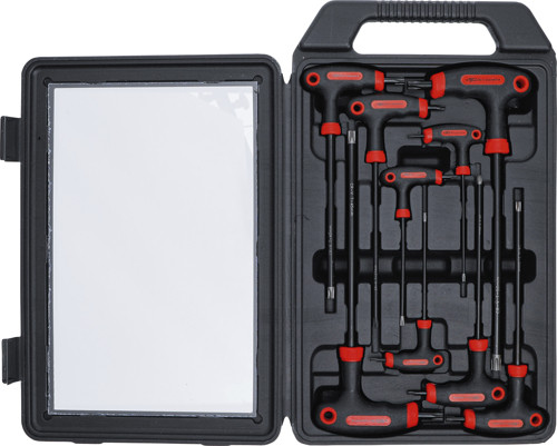 BGS Schraubendreher-Satz mit T-Griff und seitlicher Klinge | T-Profil (für Torx) mit Bohrung | T10 - T50 | 9-tlg.