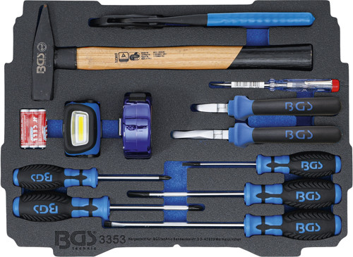 BGS Schaumeinlage für Art. BOXSYS1 & 2: Hammer-, Zangen-, Schraubendreher-Satz | 12-tlg.
