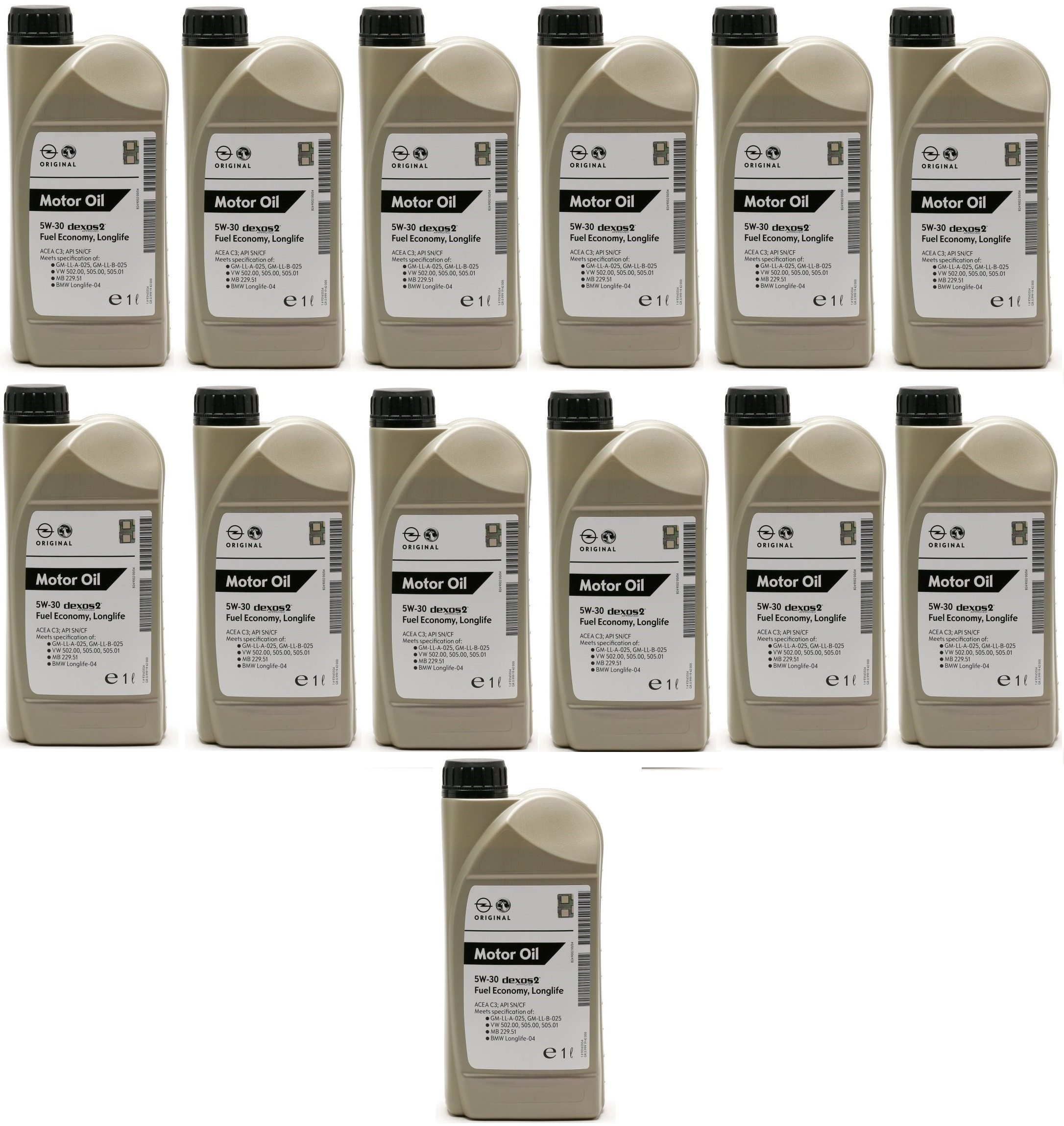 Original GM Genuine Opel 5W-30 dexos2 Longlife 1942000 Motoröl 13x 1l = 13 Liter