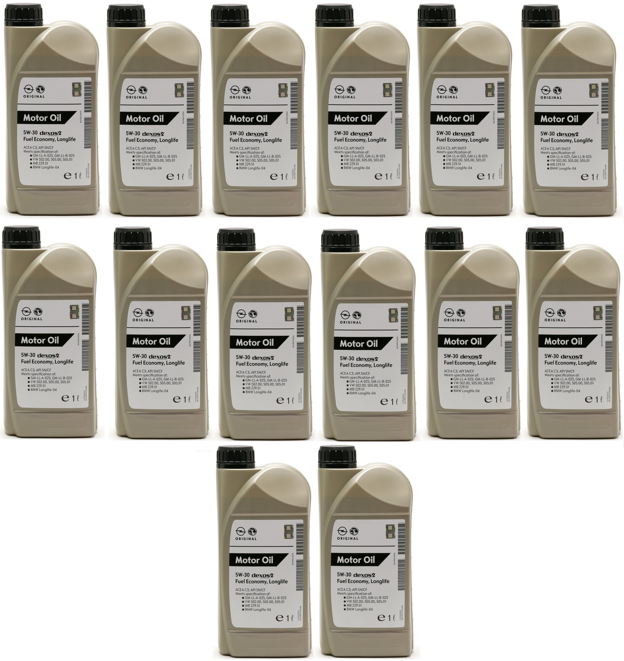 Original GM Genuine Opel 5W-30 dexos2 Longlife 1942000 Motoröl 14x 1l = 14 Liter