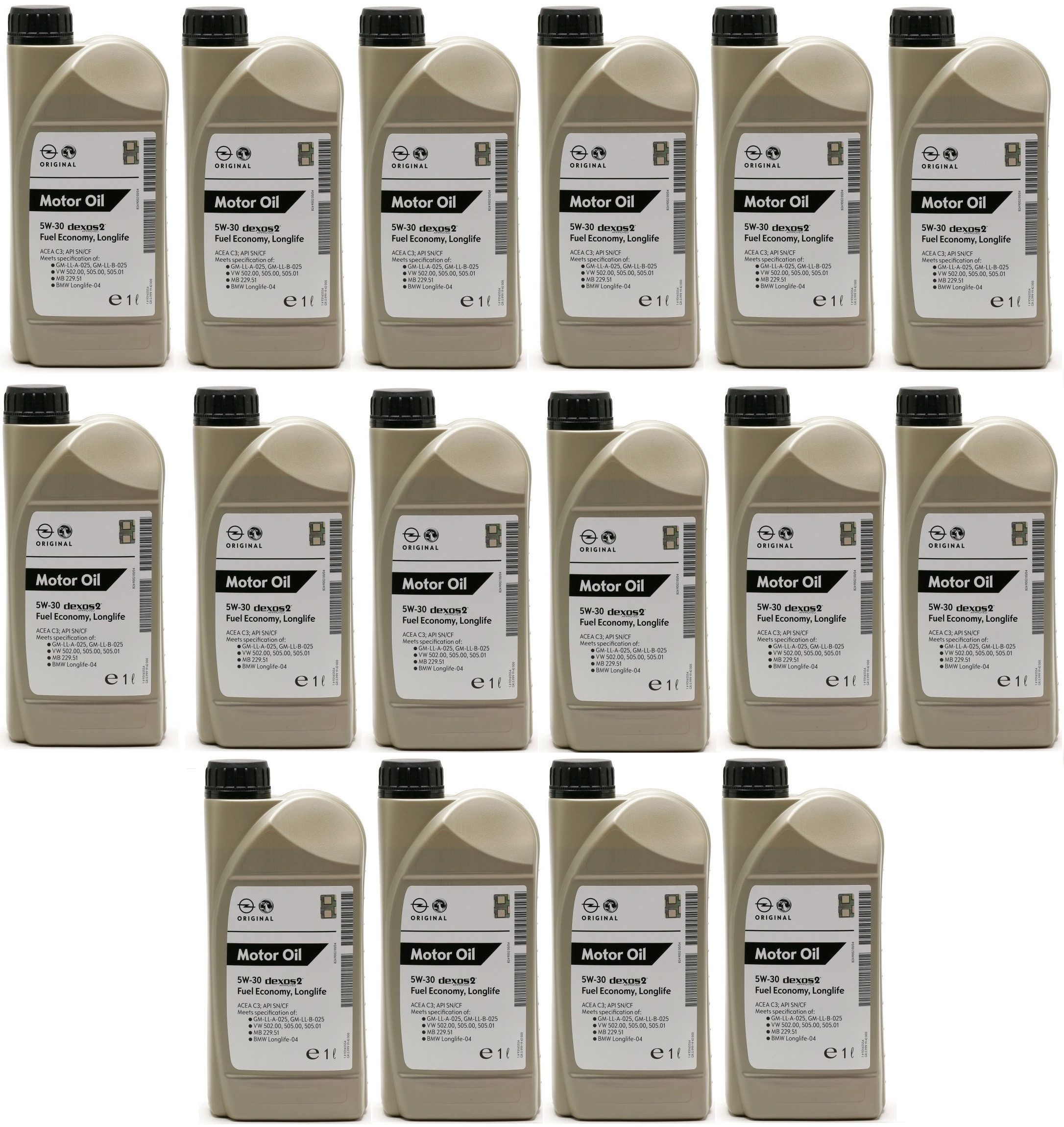 Original GM Genuine Opel 5W-30 dexos2 Longlife 1942000 Motoröl 16x 1l = 16 Liter