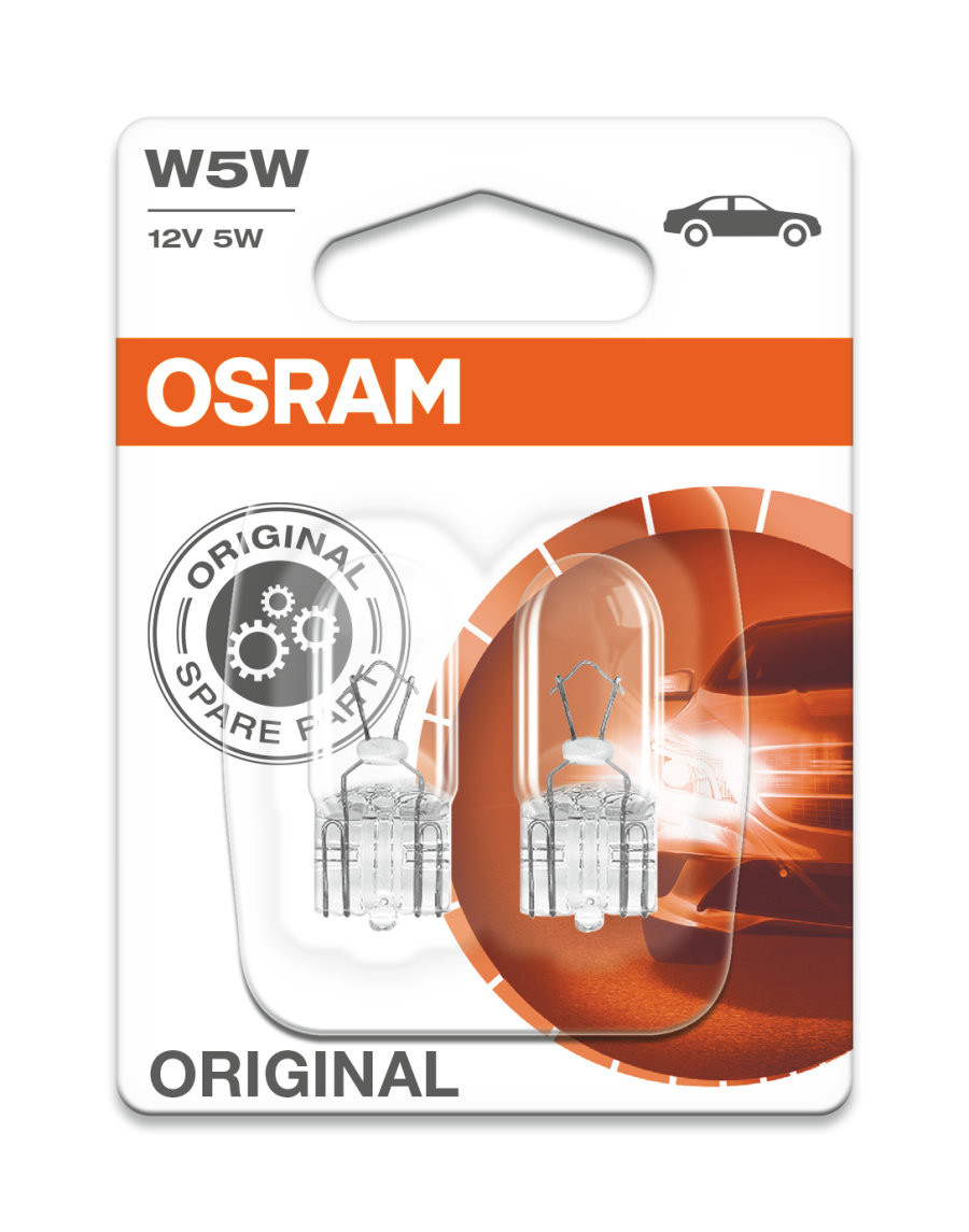 Osram Lampe mit Glassockel Glühlampe W5W W2.1x9.5d 12V 5W Doppelpack