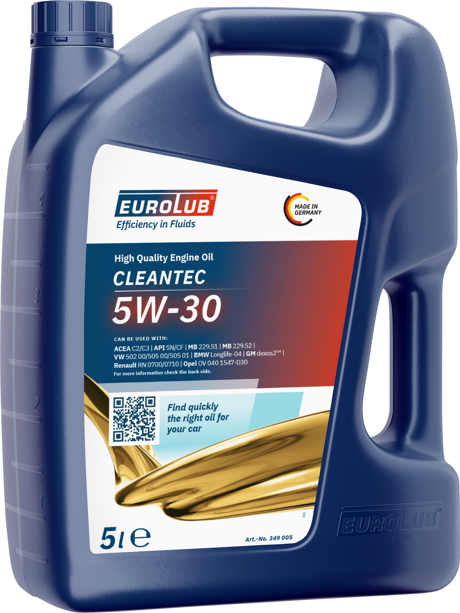 Eurolub Cleantec 5W-30 Motoröl 5l Kanister