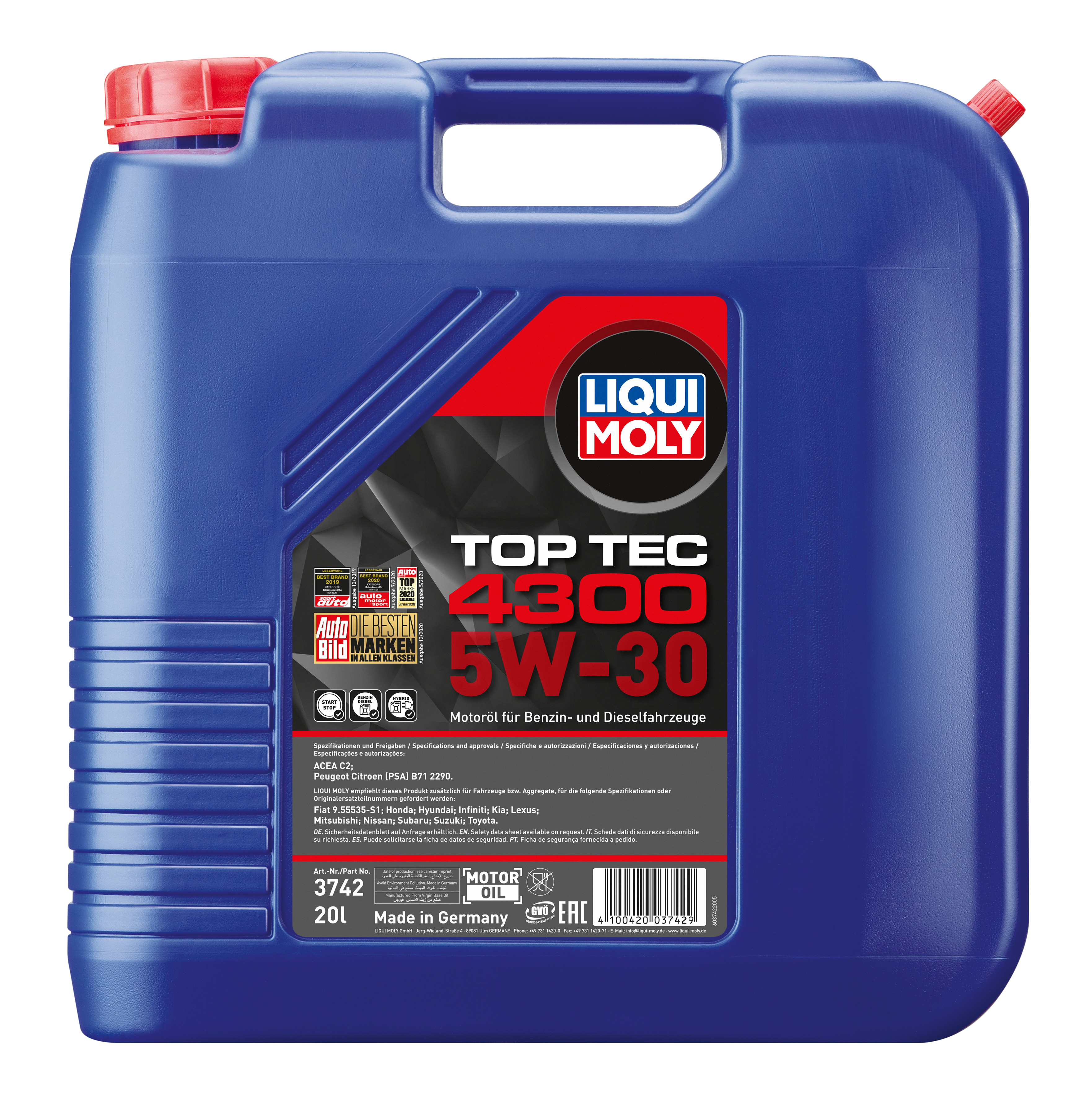 Liqui Moly 3742 5W-30 Top Tec 4300 Motoröl 20l Kanister