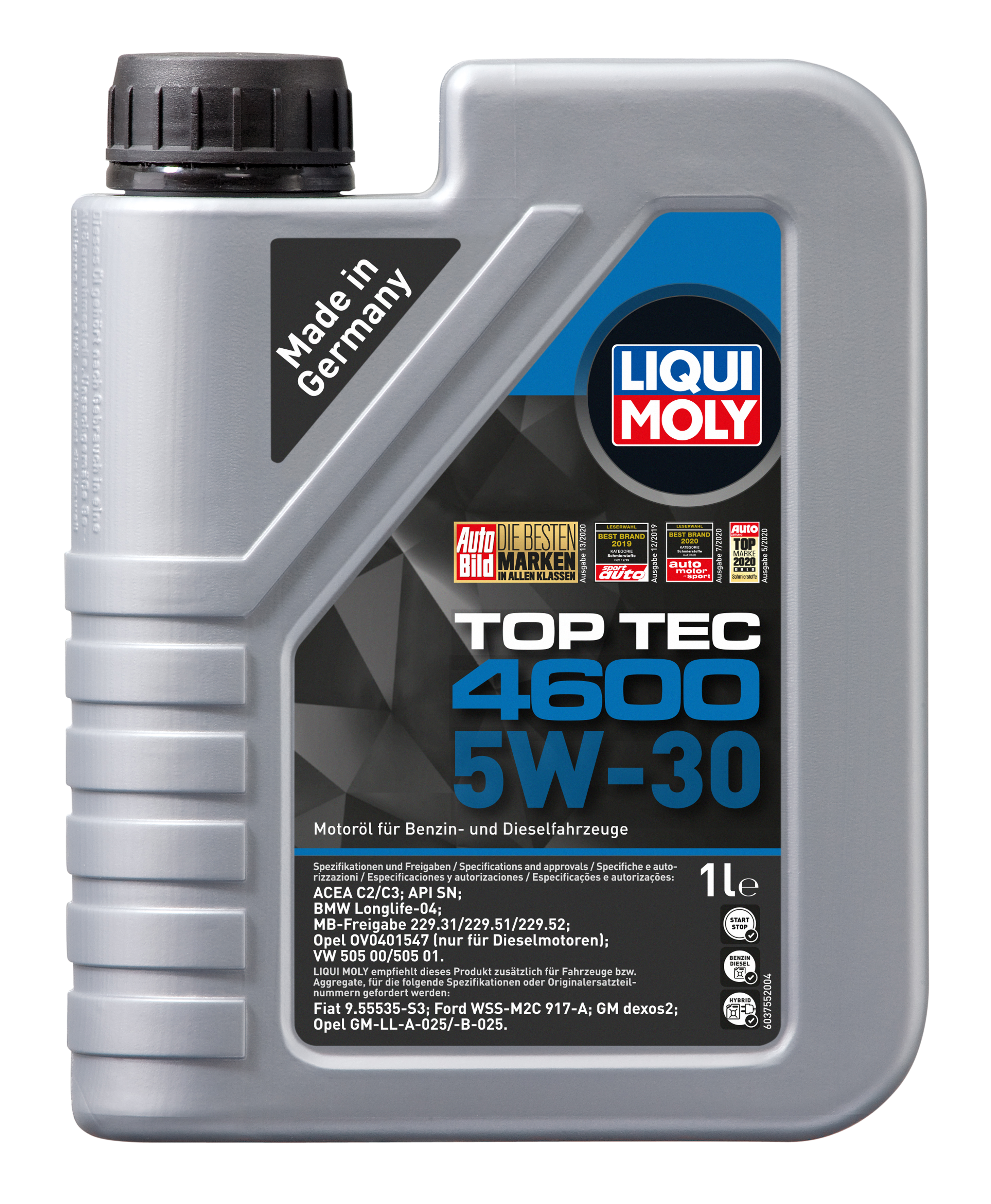 Liqui Moly 3755 5W-30 Top Tec 4600 Motoröl 1l Flasche