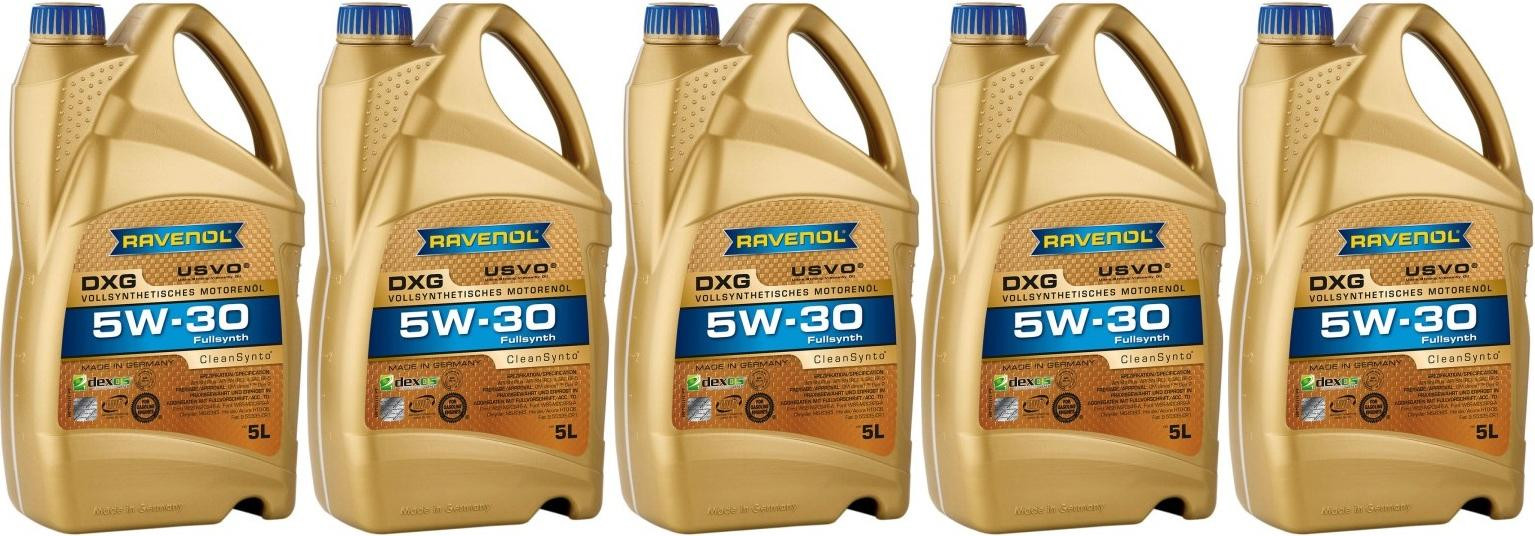 Ravenol DXG SAE 5W-30 Vollsynth Dexos 1 Gen 2 Motoröl 5x 5 = 25 Liter