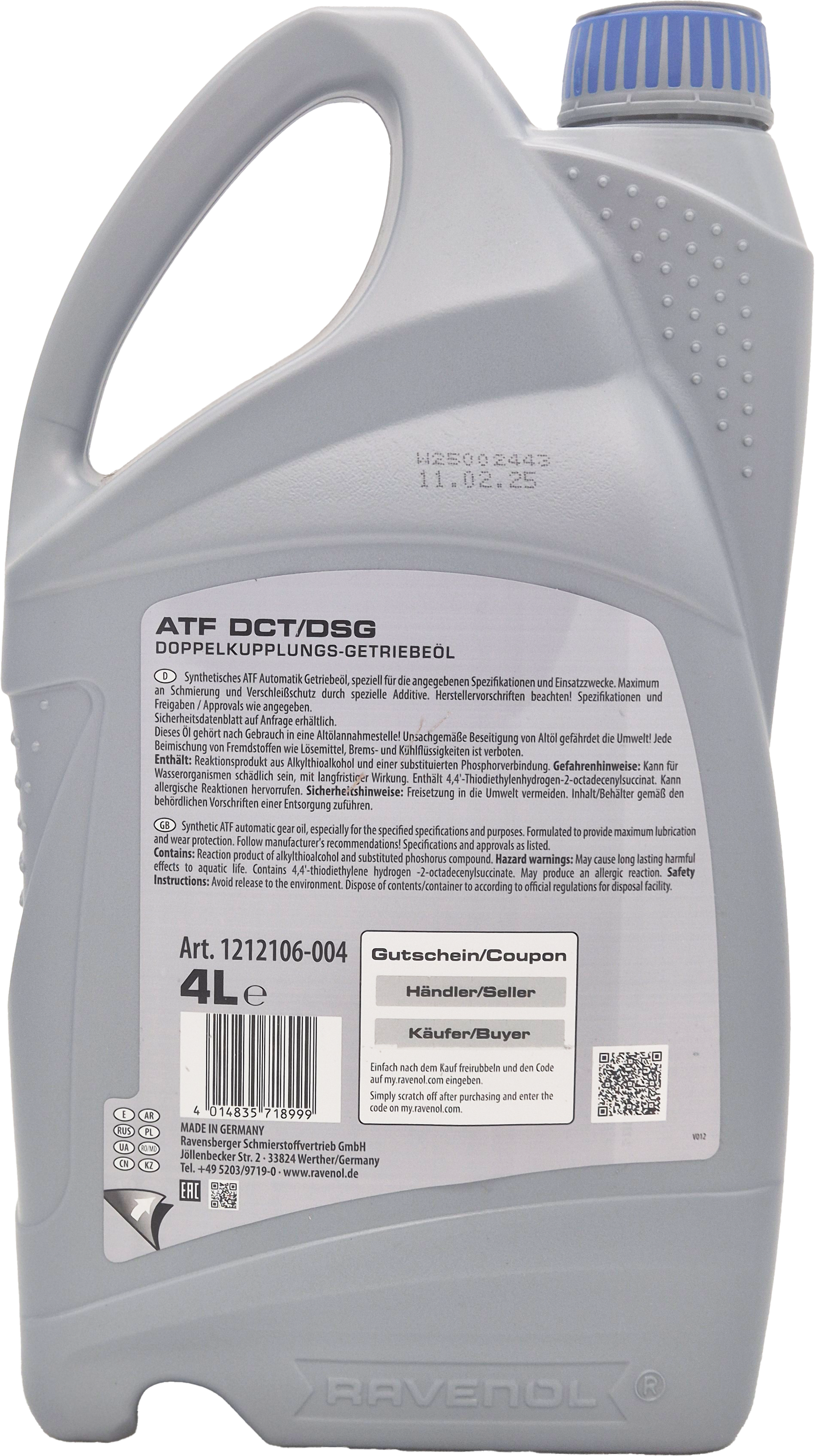 RAVENOL DCT/DSG Getriebe Fluid 4 Liter Kanister
