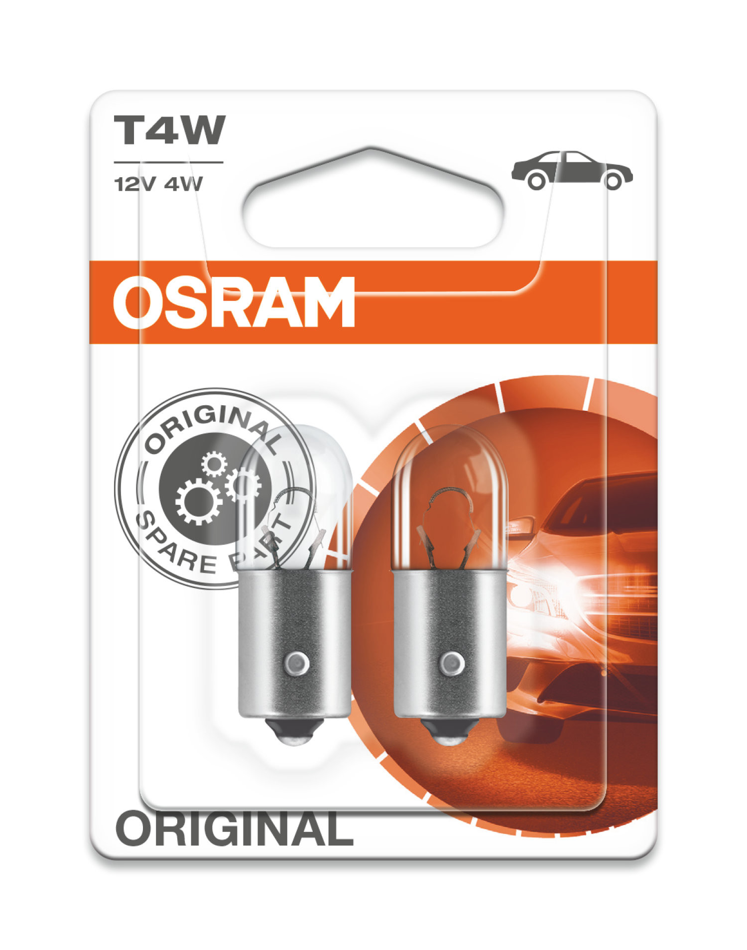 Osram Lampe mit Metallsockel Glühlampe T4W BA9s 12V 4W Doppelpack