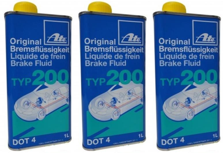 ATE Original Bremsflüssigkeit Typ 200 DOT 4 - 1 Liter 3x 1l = 3 Liter