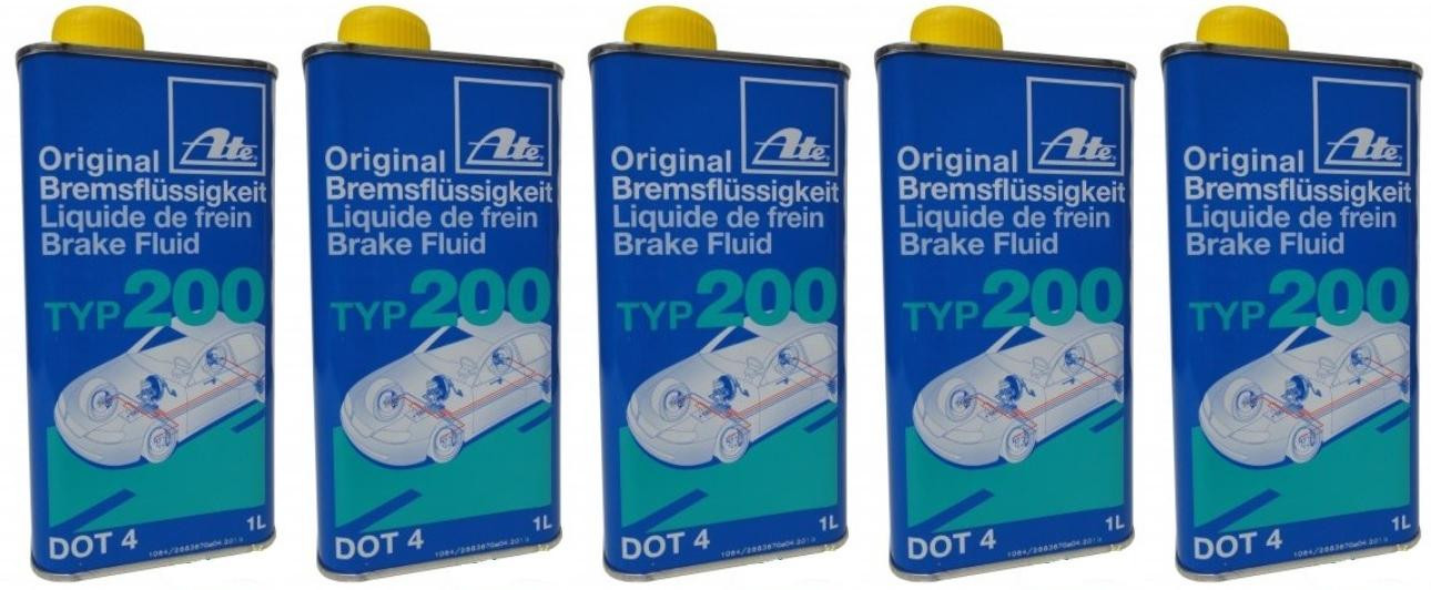 ATE Original Bremsflüssigkeit Typ 200 DOT 4 - 1 Liter 5x 1l = 5 Liter