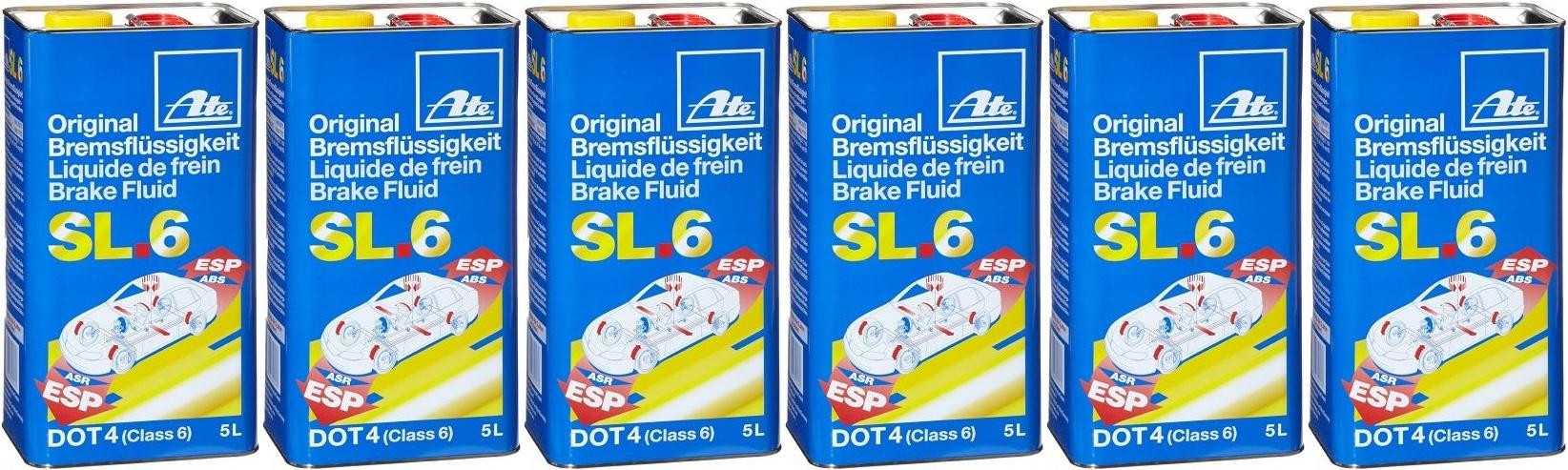 ATE Original Bremsflüssigkeit SL.6 DOT 4 - 6x 5 = 30 Liter