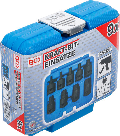 BGS Kraft-Bit-Einsatz-Satz | Antrieb Innenvierkant 12,5 mm (1/2