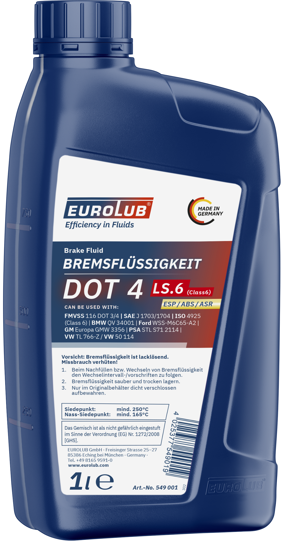 Eurolub Bremsflüssigkeit DOT4 LS.6 (CLASS6) 1l