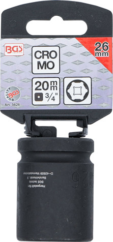 BGS Kraft-Steckschlüssel-Einsatz Sechskant | Antrieb Innenvierkant 20 mm (3/4