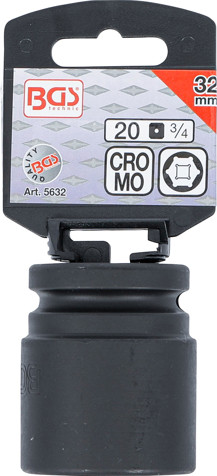 BGS Kraft-Steckschlüssel-Einsatz Sechskant | Antrieb Innenvierkant 20 mm (3/4