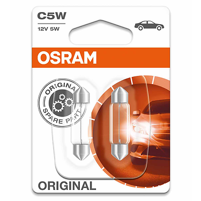 Osram Original Festoon Sofittenlampe Glühlampe C5W SV8.5-8 12V 5W Doppelpack