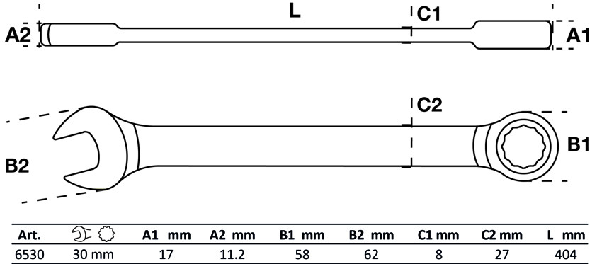 BGS Ratschenring-Maulschlüssel | SW 30 mm