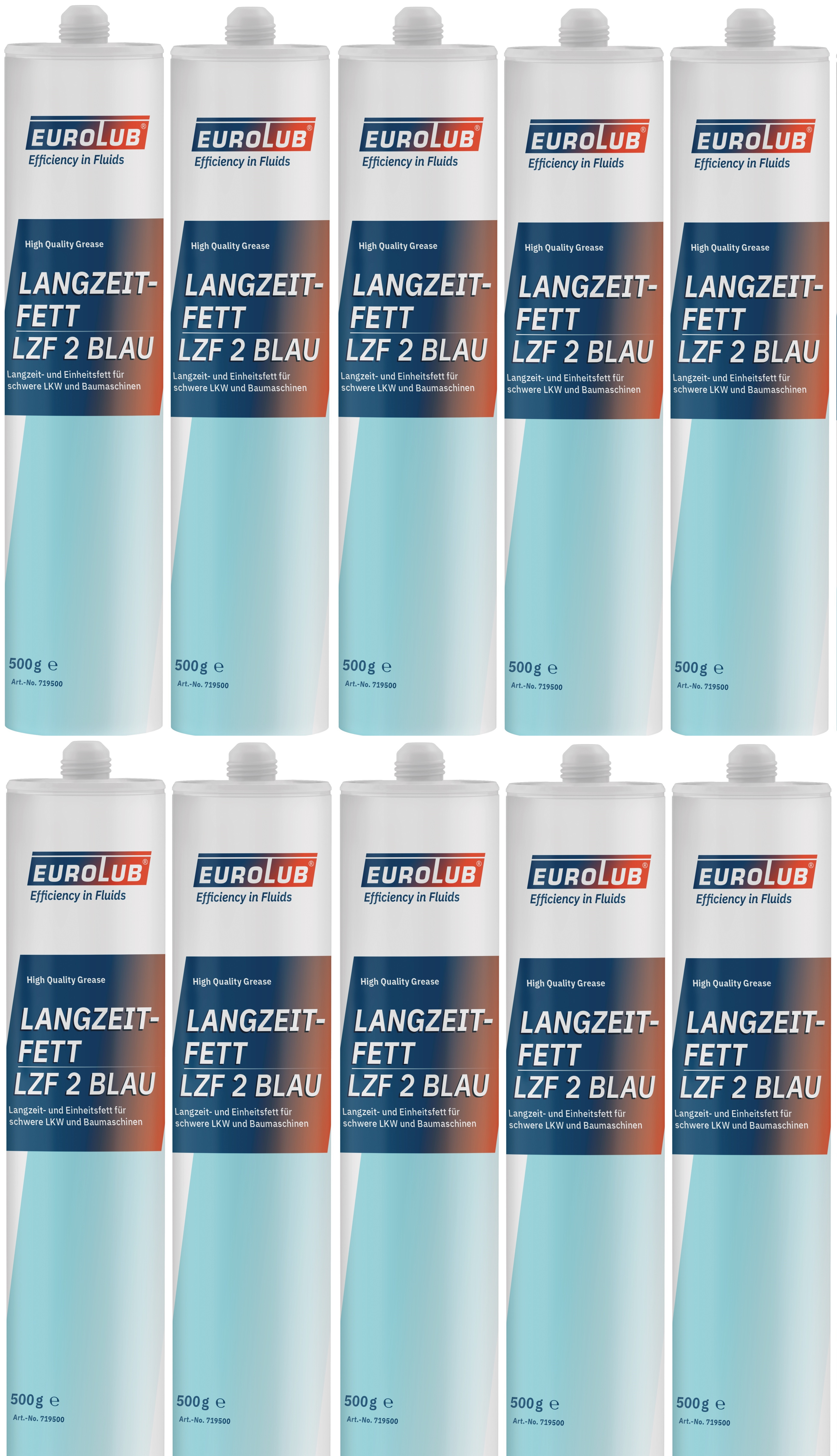 Eurolub Langzeitfett LZF 2 BLAU Fett Kartusche 10x 500 Gramm