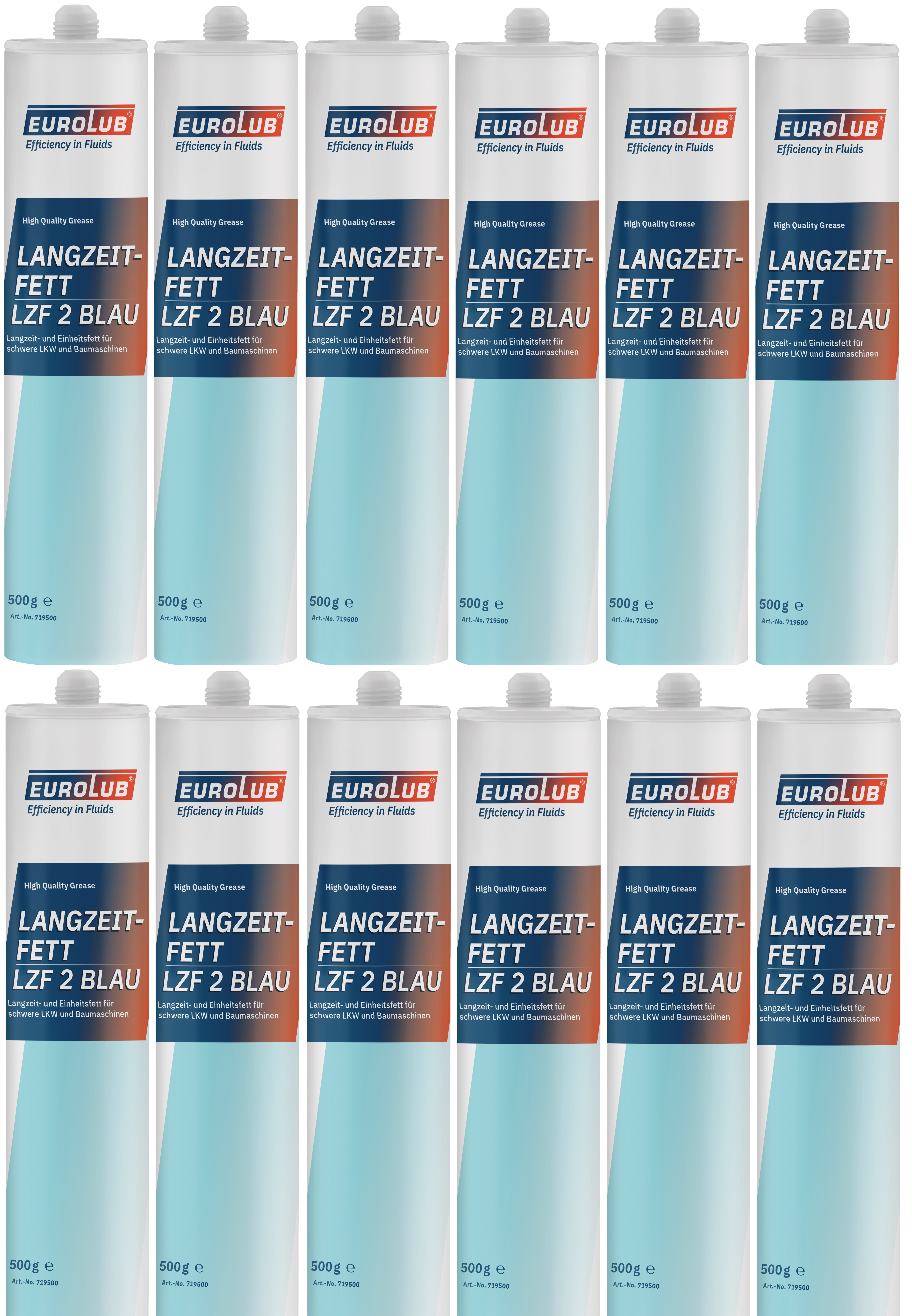 Eurolub Langzeitfett LZF 2 BLAU Fett Kartusche 12x 500 Gramm