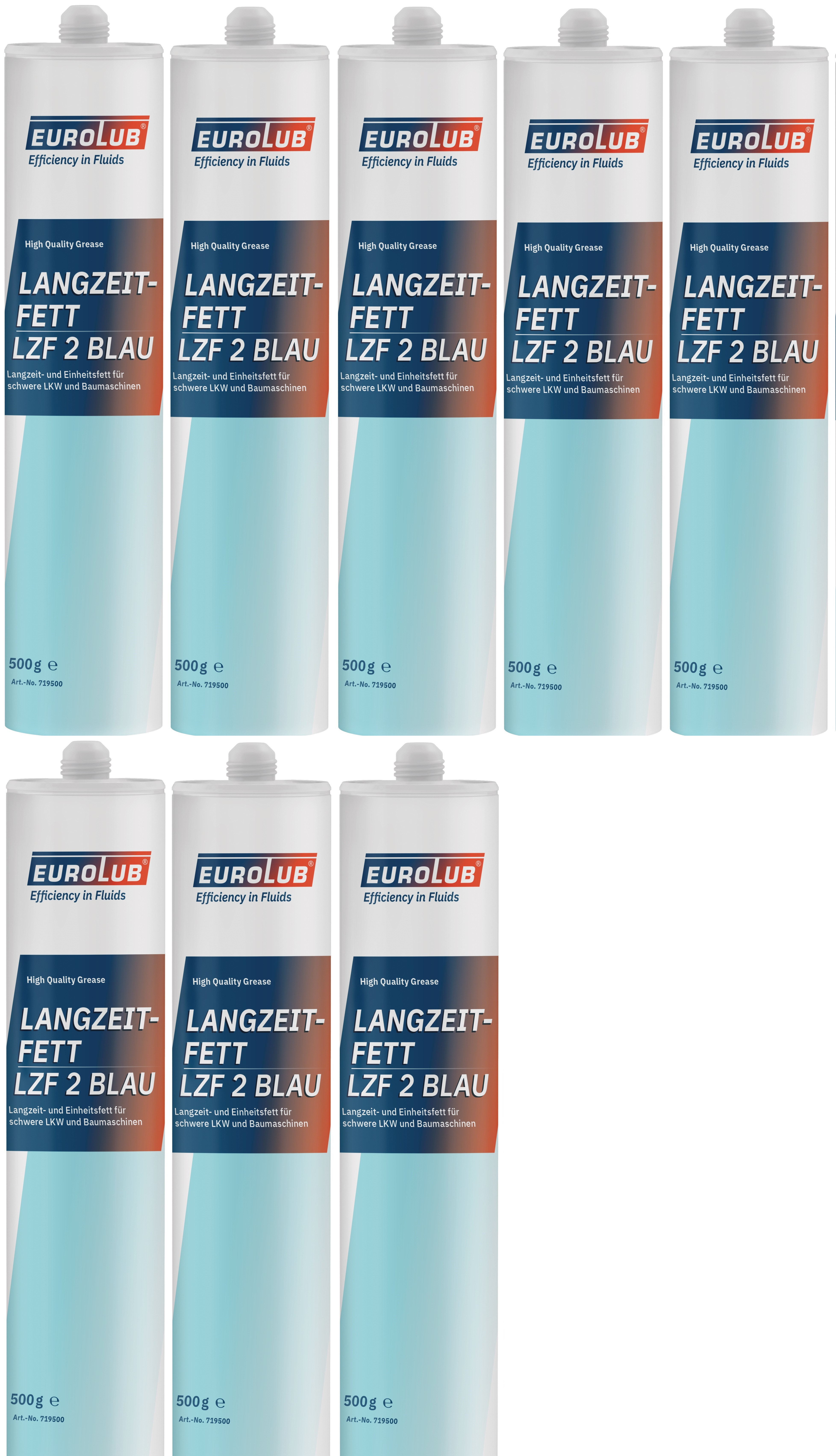 Eurolub Langzeitfett LZF 2 BLAU Fett Kartusche 8x 500 Gramm