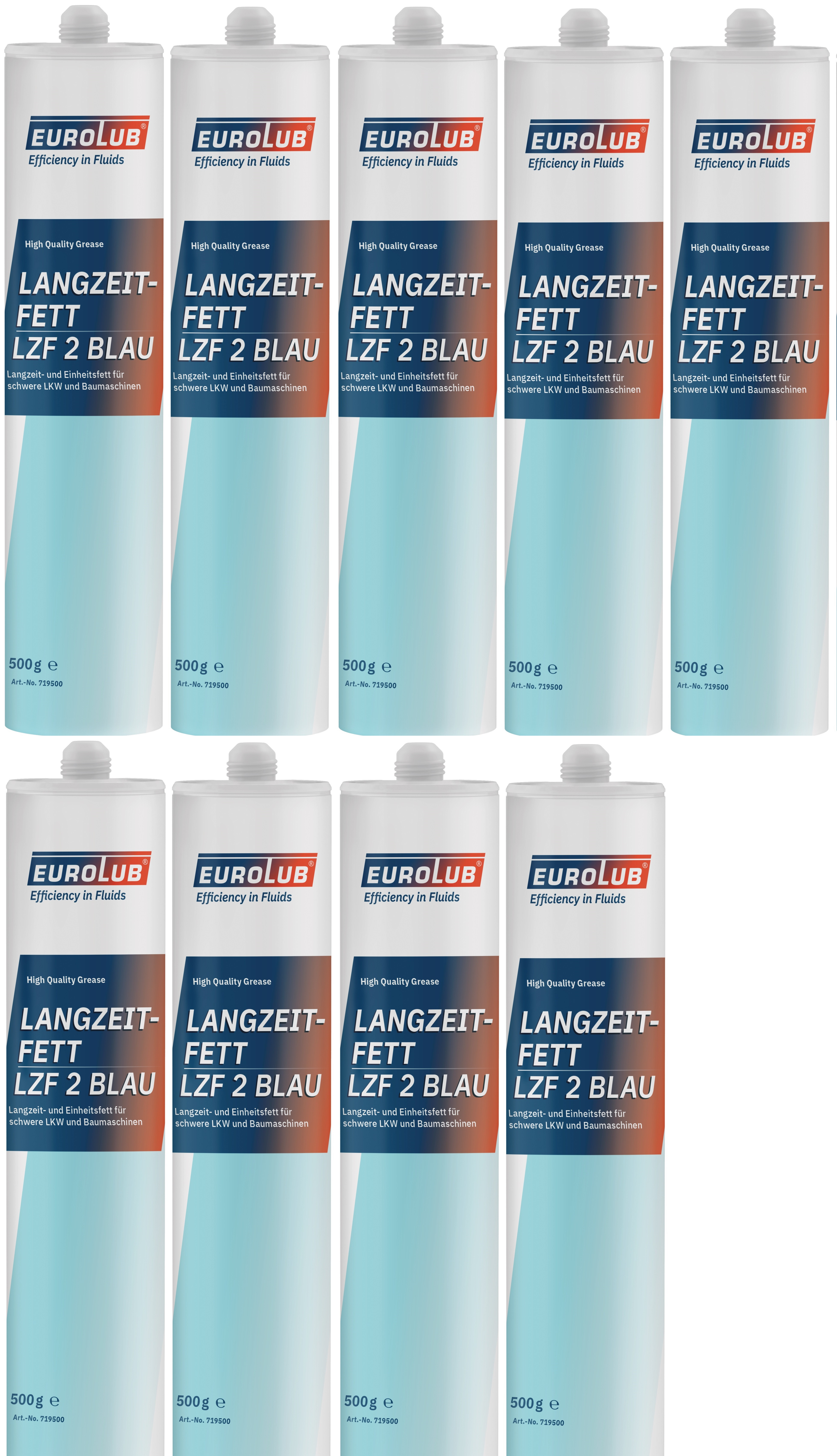 Eurolub Langzeitfett LZF 2 BLAU Fett Kartusche 9x 500 Gramm