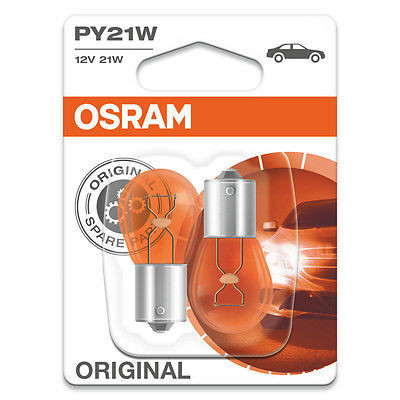 Osram Lampe mit Metallsockel Glühlampe PY21W BAU15s 12V 21W Doppelpack