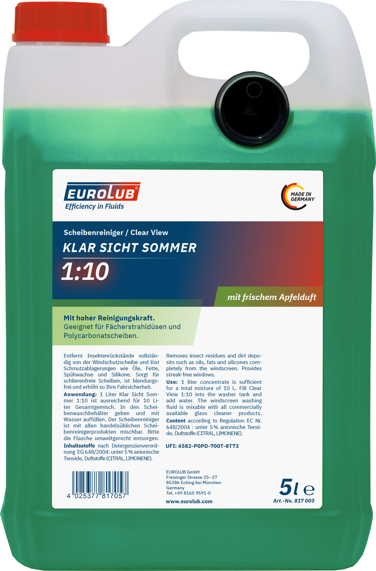 EUROLUB Klar Sicht Sommer 1:10 Konzentrat 5 Liter