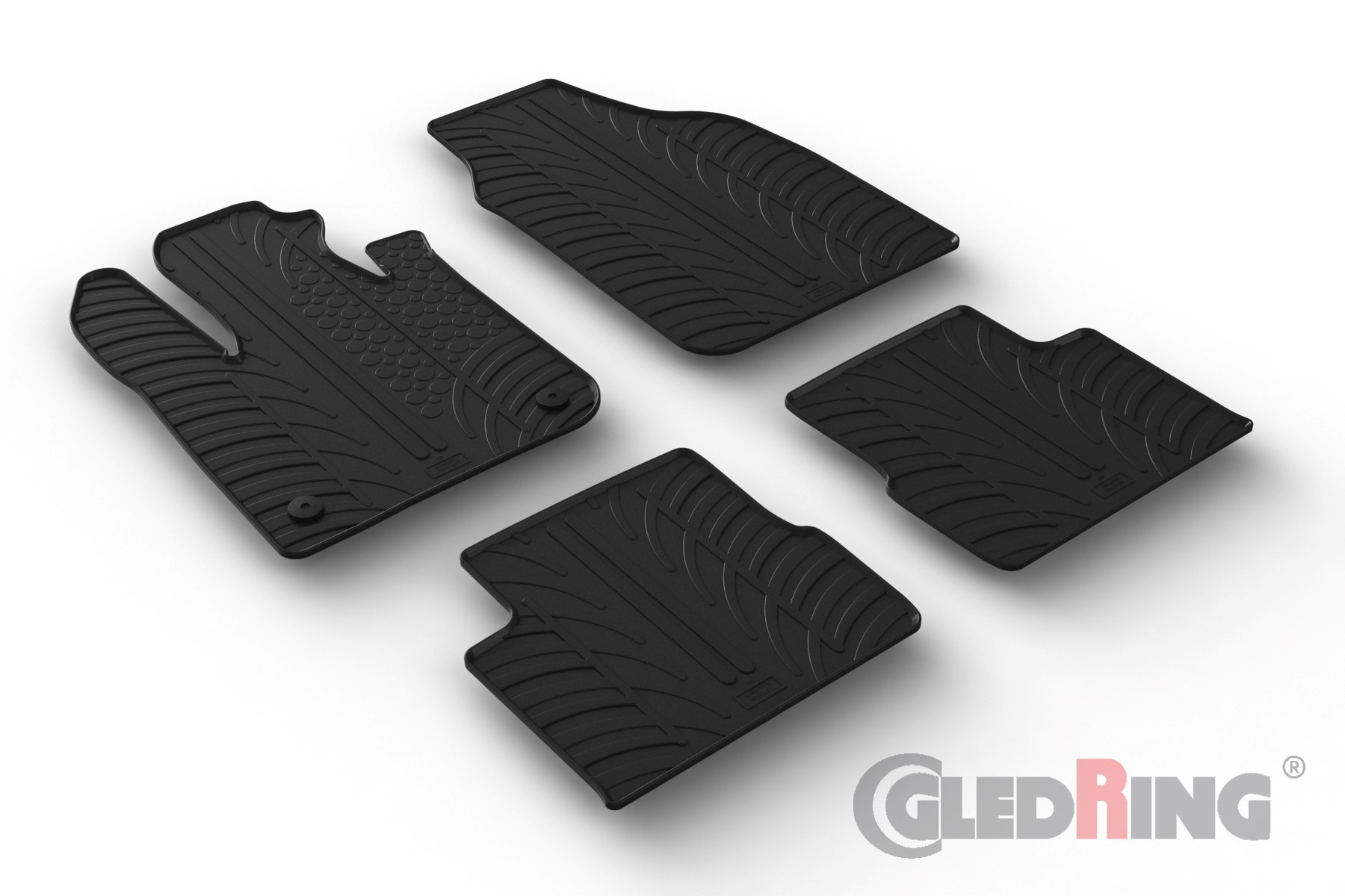 Original Gledring Passform Fußmatten Gummimatten 4 Tlg.+Fixing - FIAT 500e 11.2020-> ELEKTRO