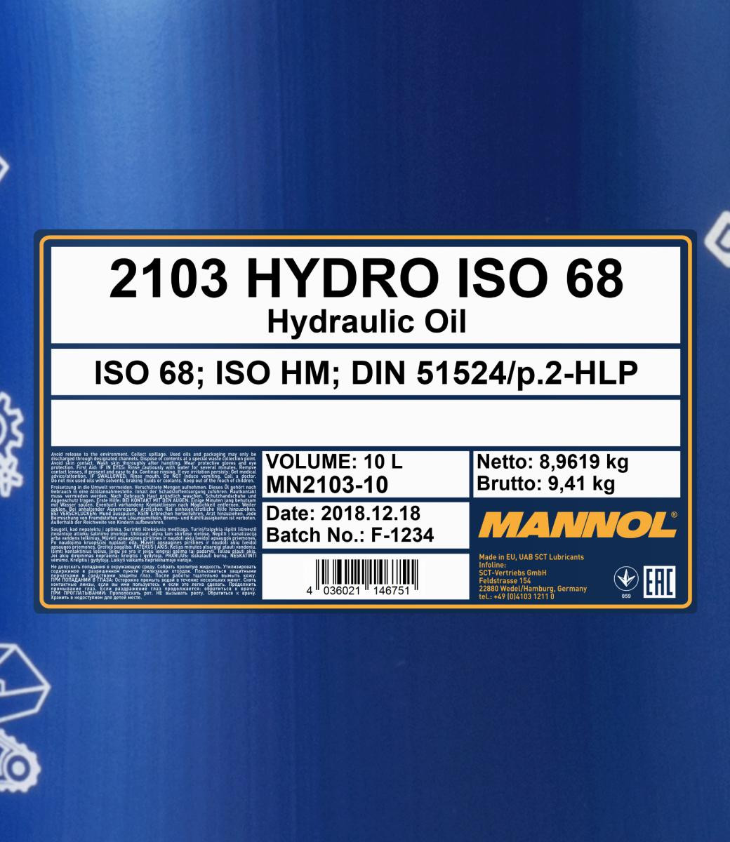 Mannol 2103 Hydro ISO 68 Hydrauliköl 10l Kanister