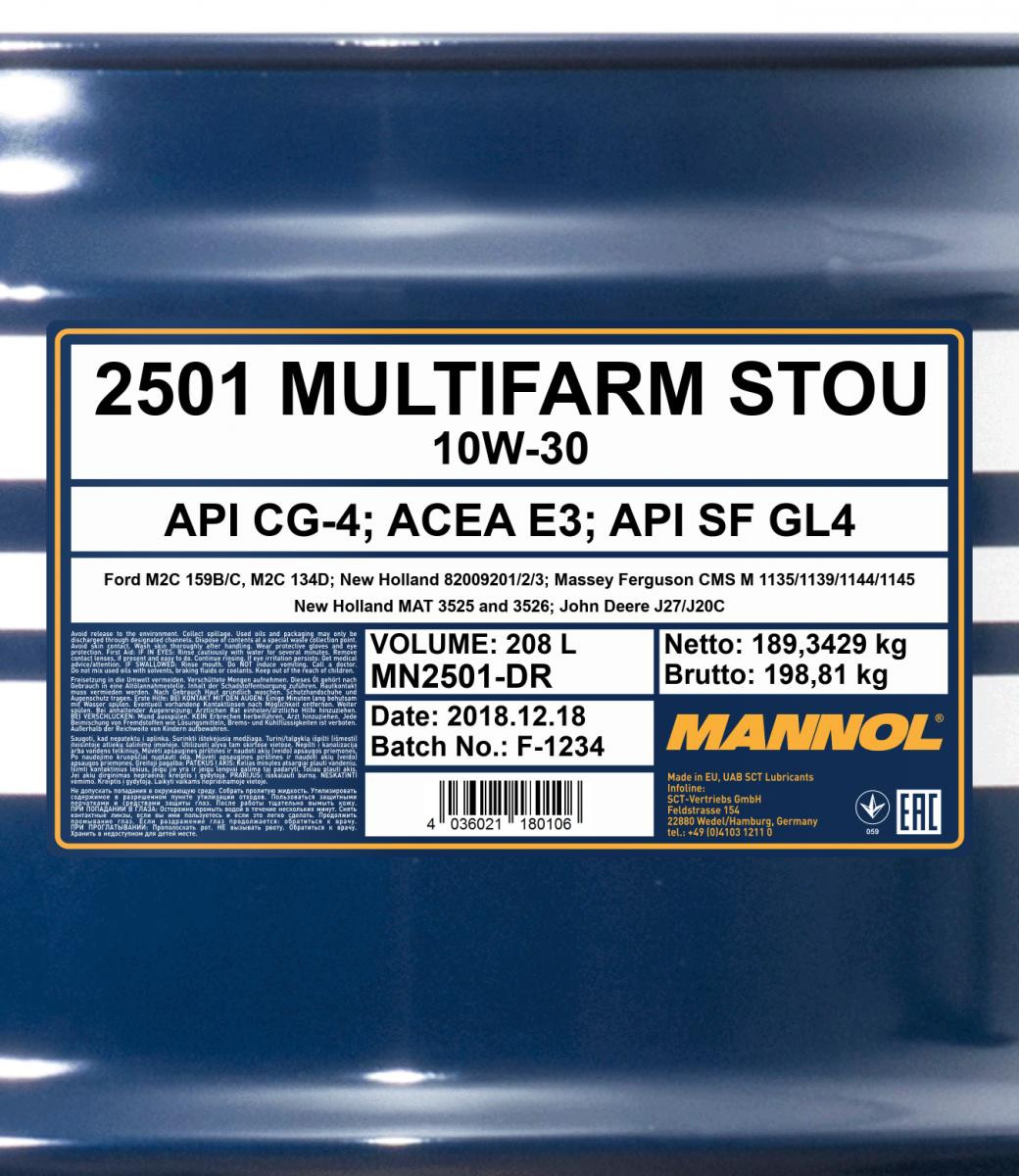 Mannol 2501 Multifarm STOU 10W-30 Mehrzwecköl 208l Fass