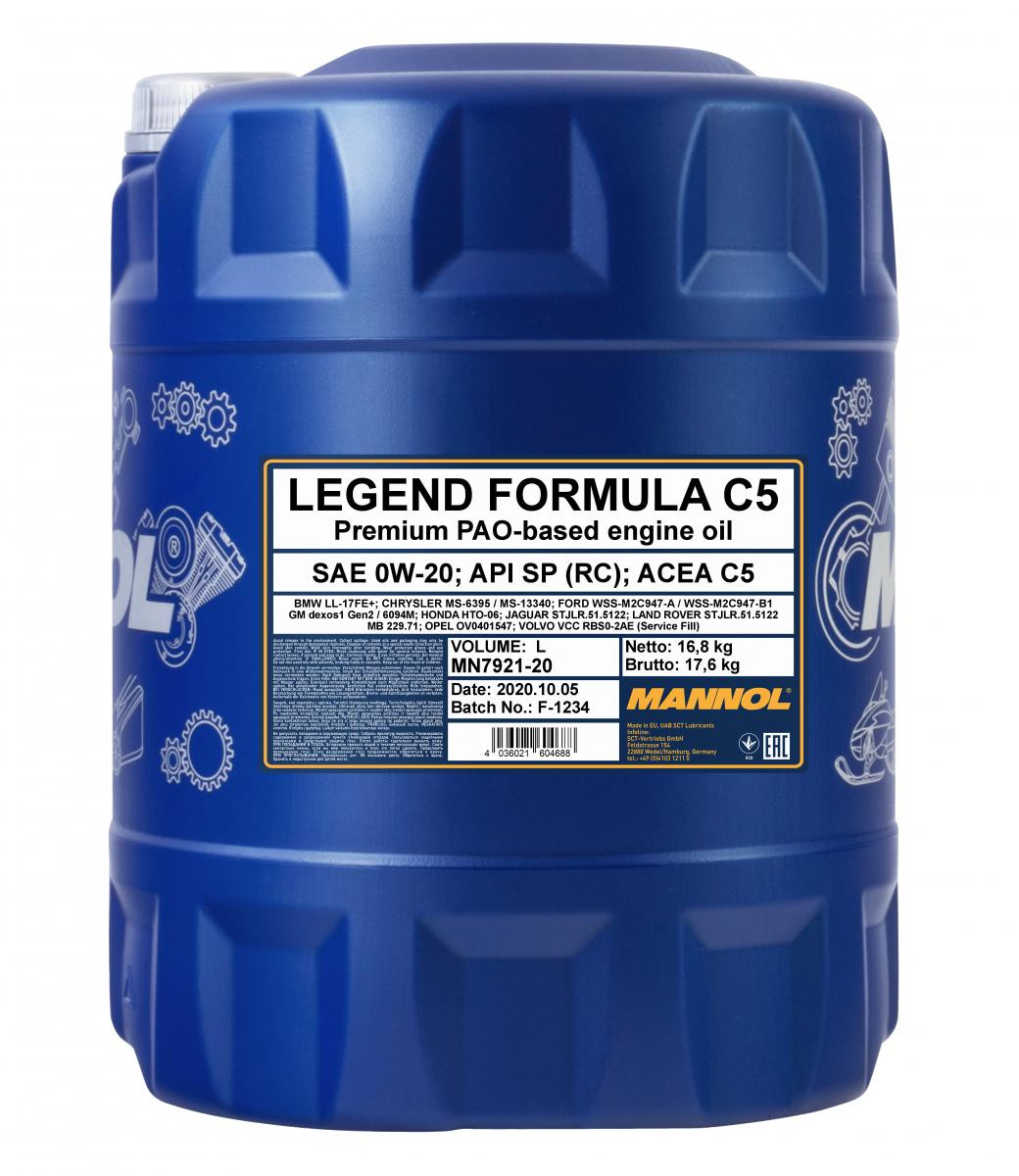 Mannol 7921 Legend Formula C5 0W-20 synthetisches Motoröl 20l Kanister