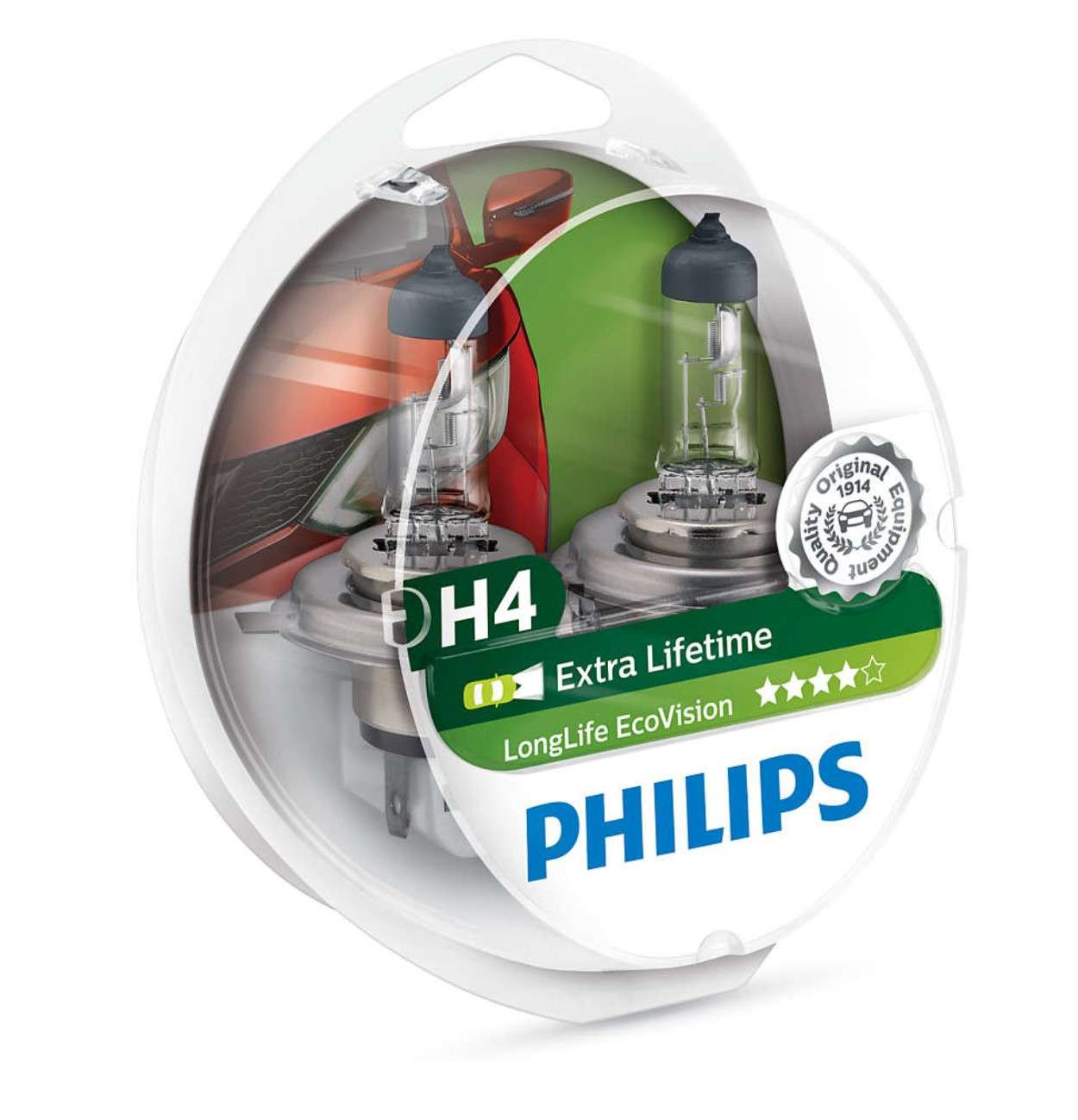 Philips LongLife EcoVision H4 P43t-38 12V 60W/55W 3100K Doppelpack