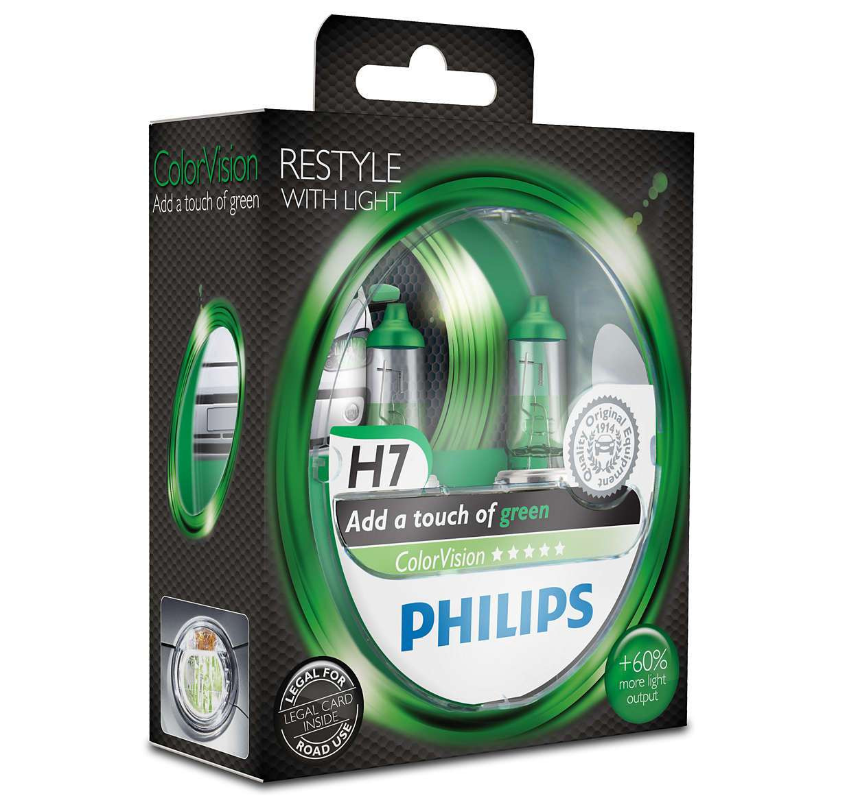 Philips H7 12V 55W PX26d ColorVision green +60% 2st.