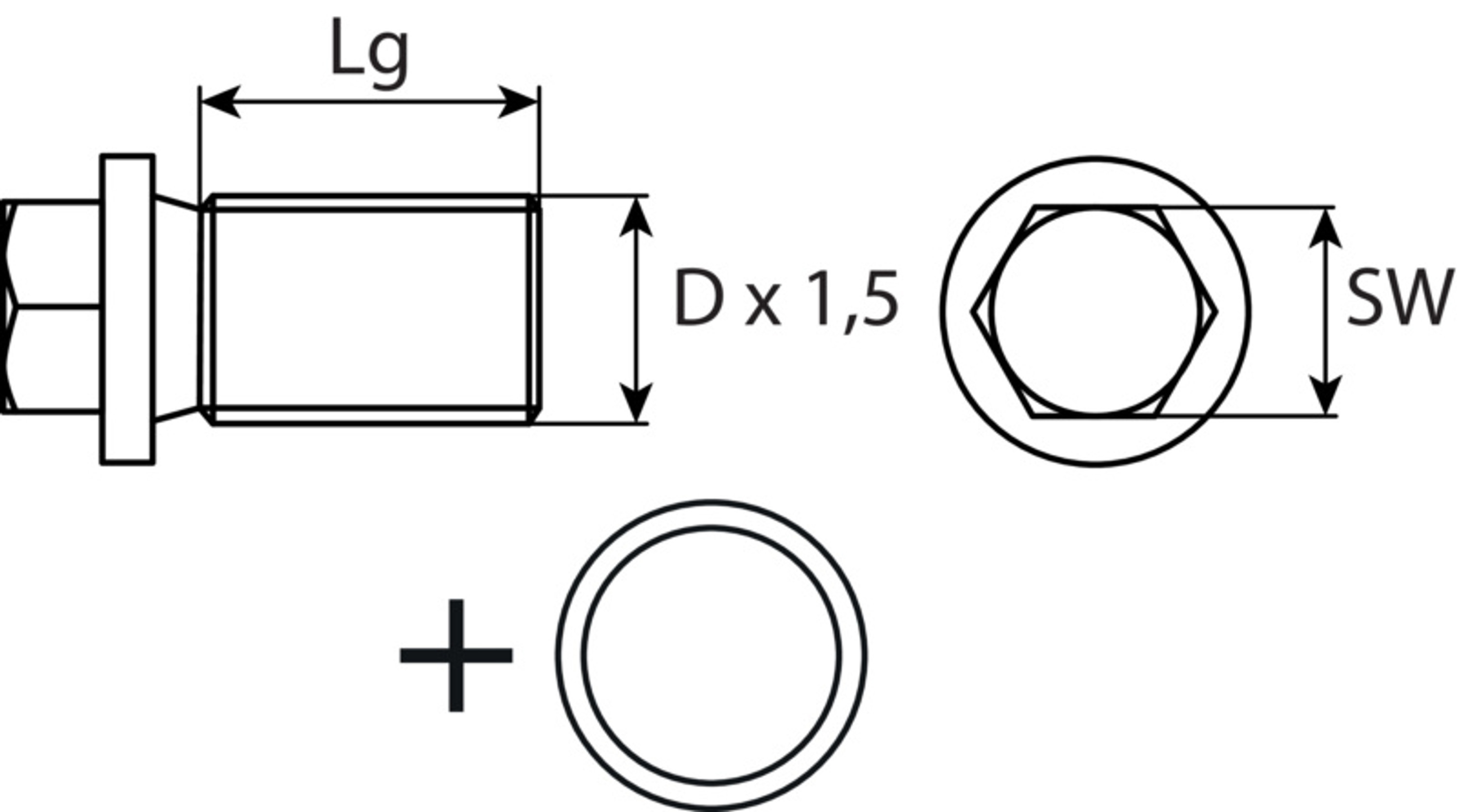 Ölablassschraube M14 x 1,5 x 24, mit Dichtring, Stahl Zinklamellenbeschichtet DP 1Stk.