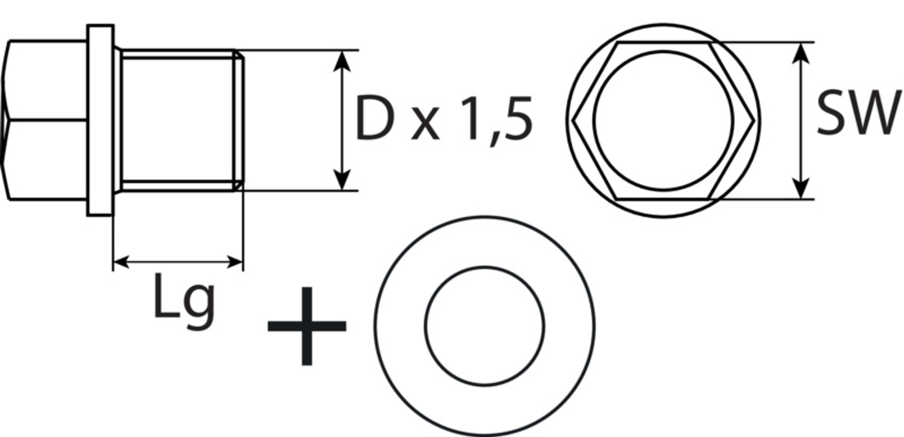Ölablassschraube M22 x 1,5 x 14, ohne Dichtring, Stahl verzinkt 1Stk.