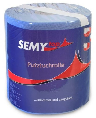 Putzpapier-Rollen, 20x21cm, 2-lg., blau 450 Blatt, Zellstoffpapier, perforiert, MIDI, mit Tragegriff, Innenabwicklung 1 Rolle