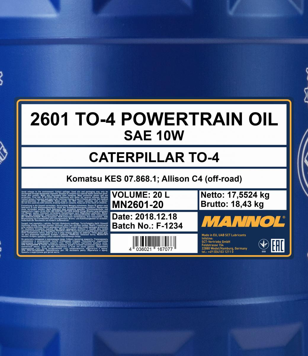 Mannol 2601 TO-4 Powertrain SAE 10W Getriebeöl 20l Kanister
