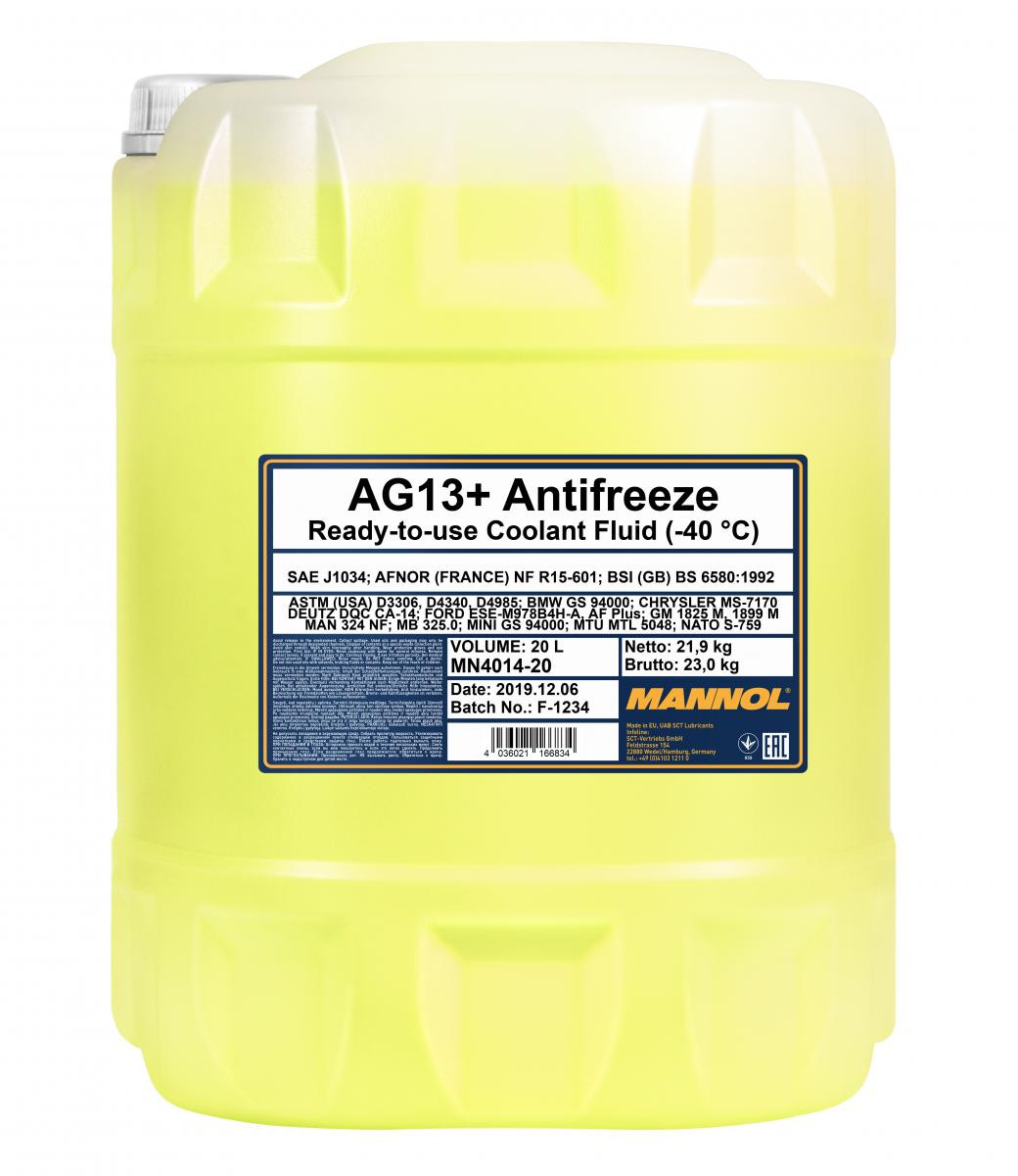 Mannol 4014 AG13+ Advanced Kühlerfrostschutz Fertigmischung -40° 20l Kanister