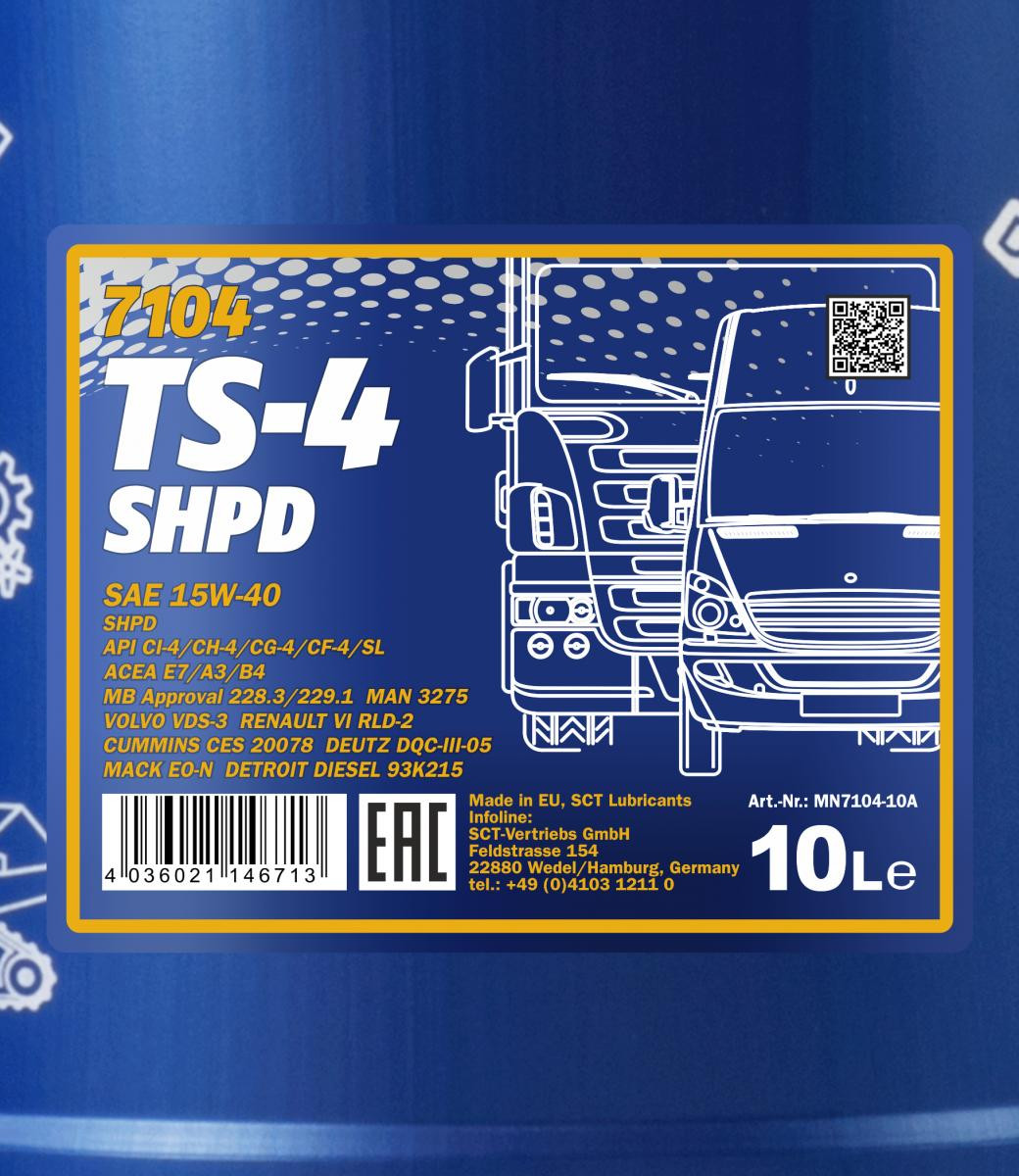 Mannol 7104 TS-4 SHPD 15W-40 LKW Motoröl 10l Kanister