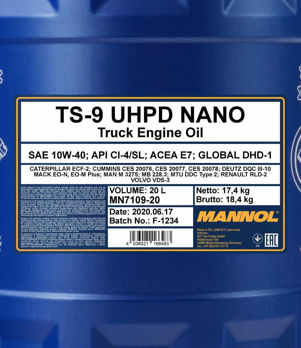 Mannol 7109 TS-9 UHPD Nano 10W-40 LKW Motoröl 20l Kanister