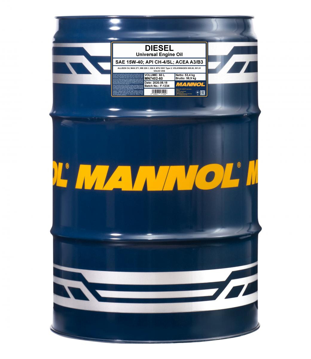 Mannol 7402 Diesel 15W-40 mineralisches Motoröl 60l Fass